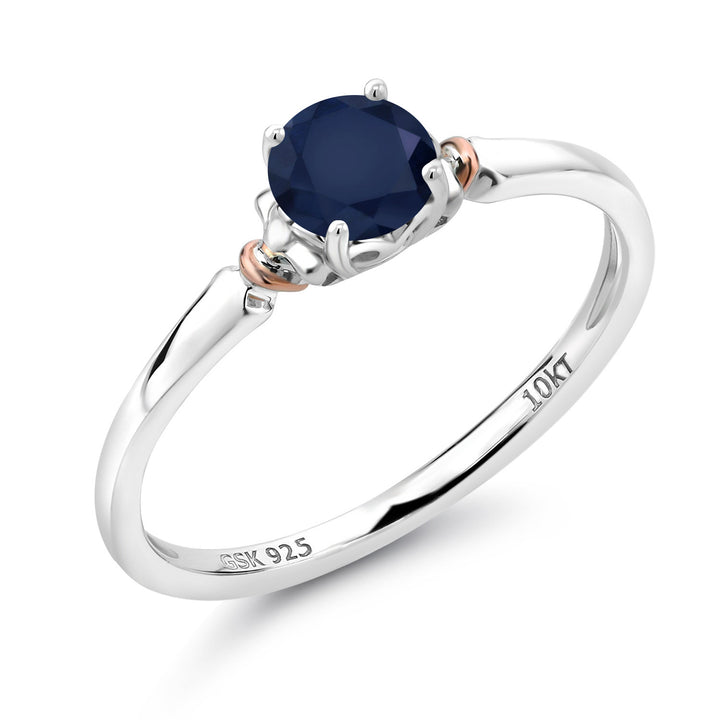 Blue Sapphire - September_5_Ring in 925 Sterling Silver and 10K Rose Gold