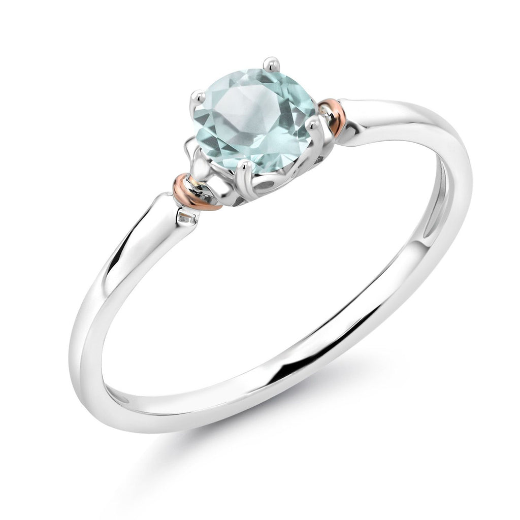 Sky Blue Topaz - November_8_Ring in 925 Sterling Silver and 10K Rose Gold