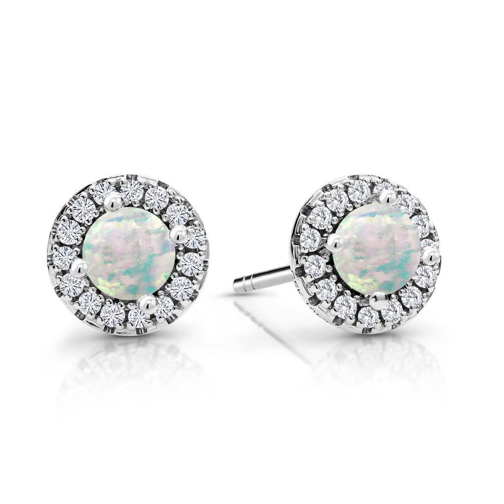 Opal - October_Earrings in 10K White Gold