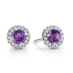 Amethyst - February_Earrings in 10K White Gold