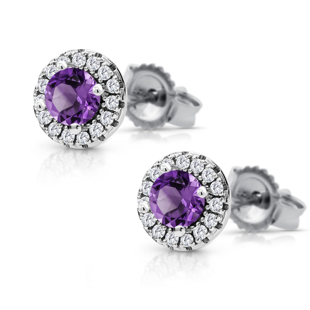 Amethyst - February_Earrings in 10K White Gold