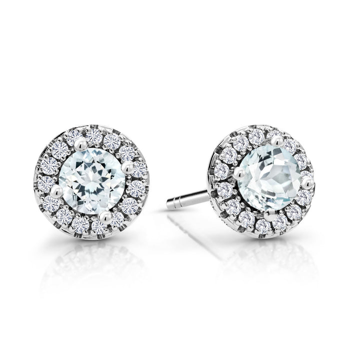 Aquamarine - March_Earrings in 10K White Gold