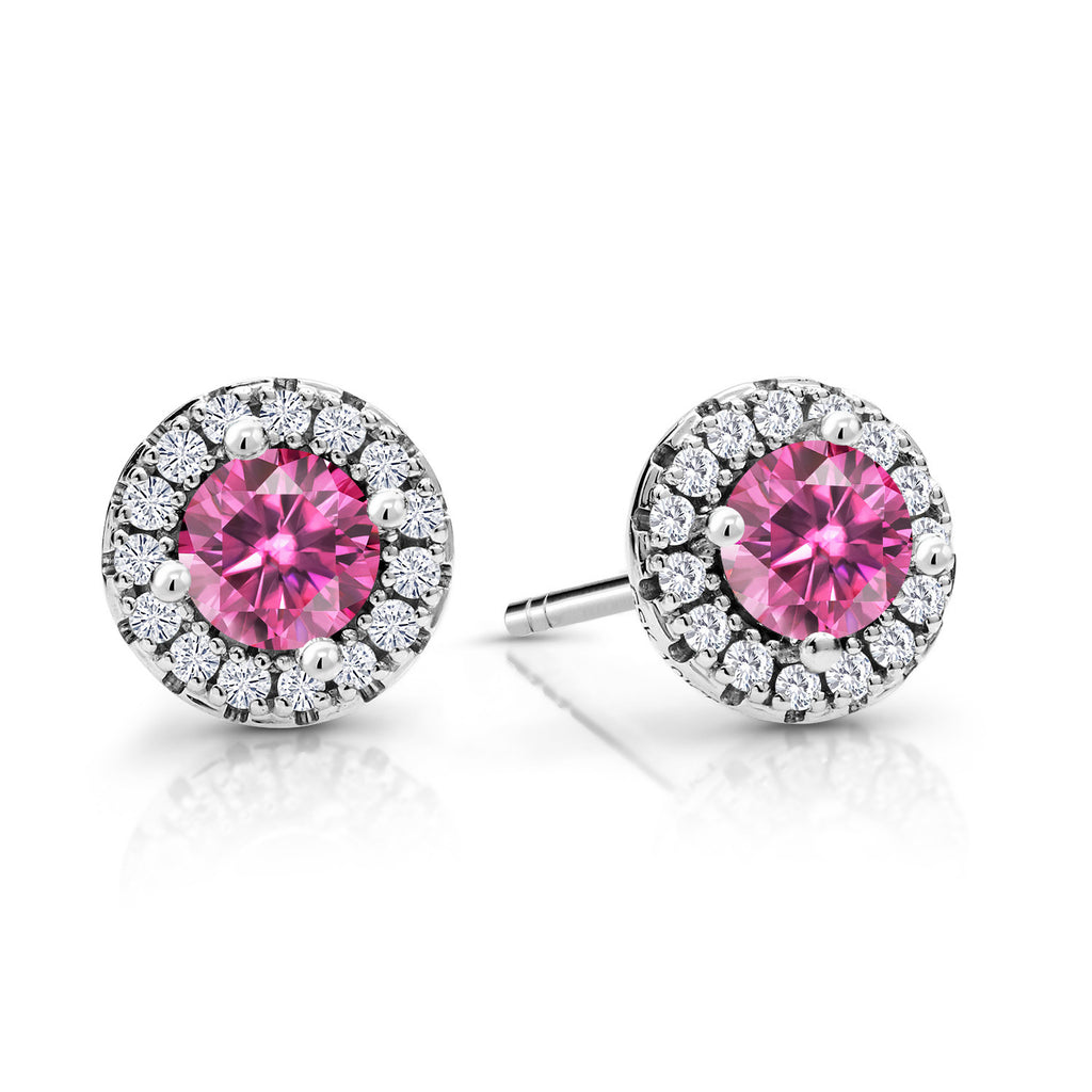 Pink Moissanite - April_Earrings in 10K White Gold