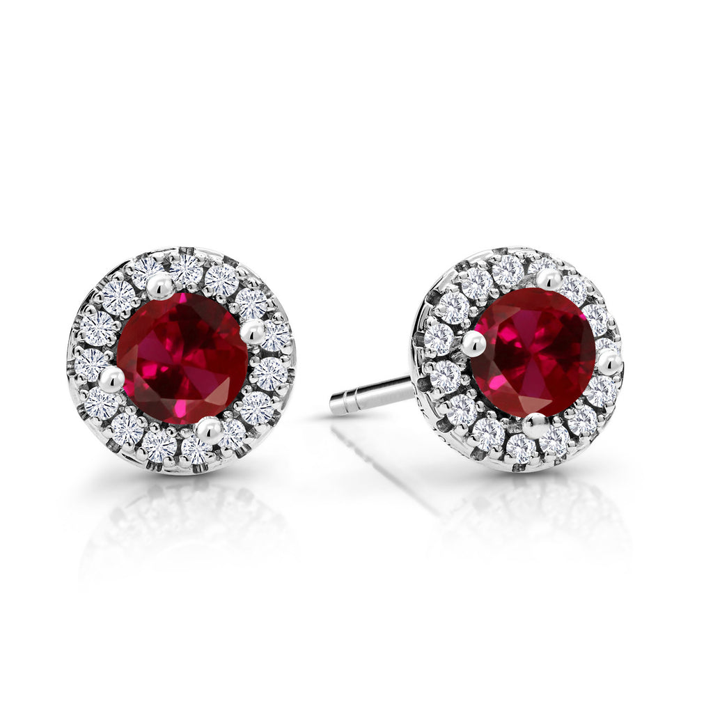 Created Ruby - July_Earrings in 10K White Gold