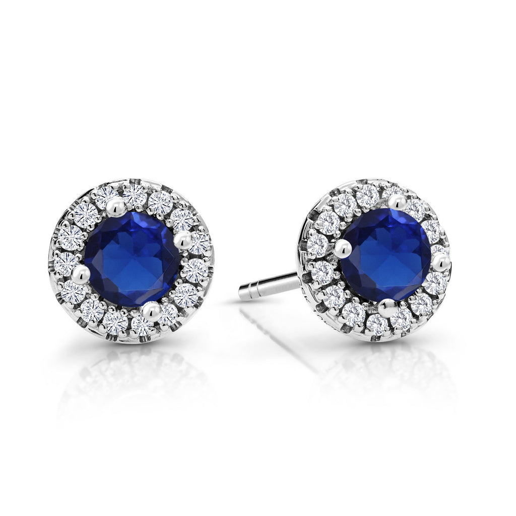 Created Sapphire - September_Earrings in 10K White Gold