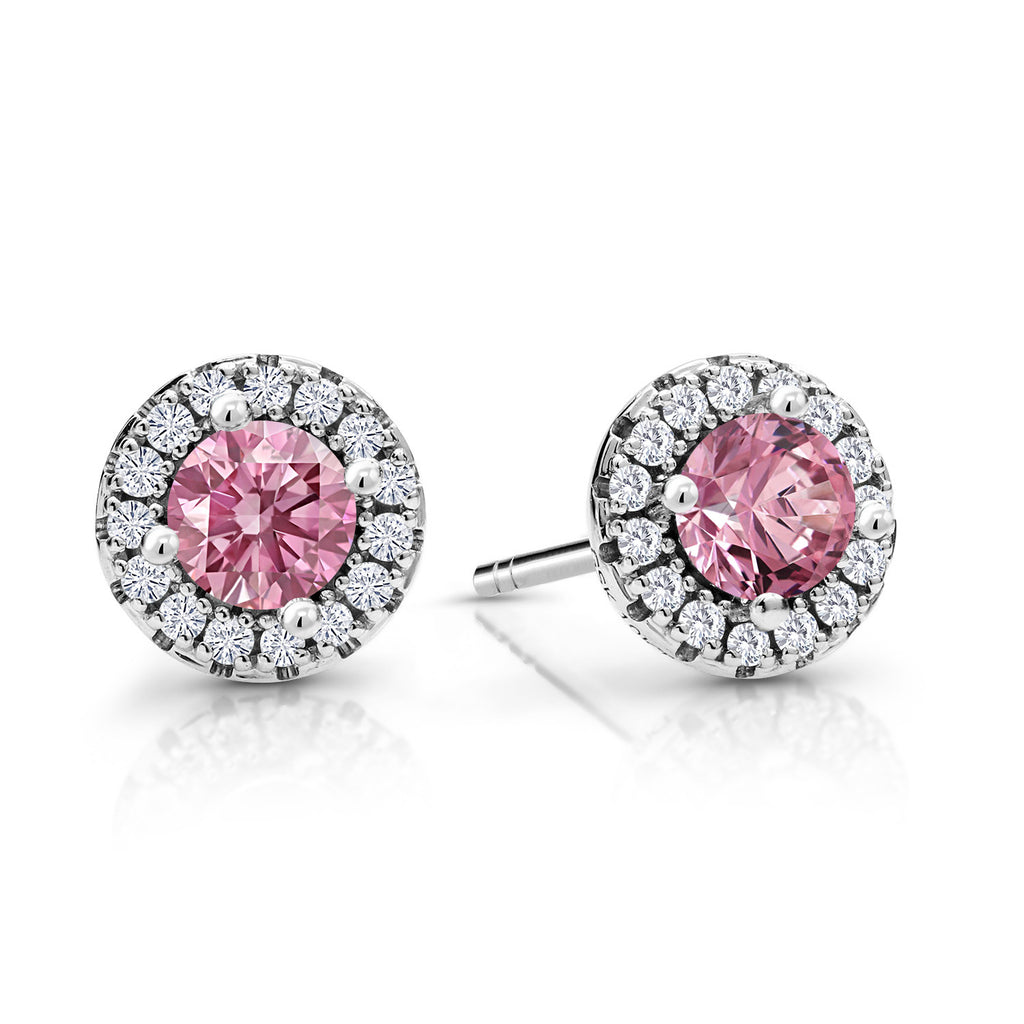 Pink Lab Grown Diamond - April_Earrings in 10K White Gold