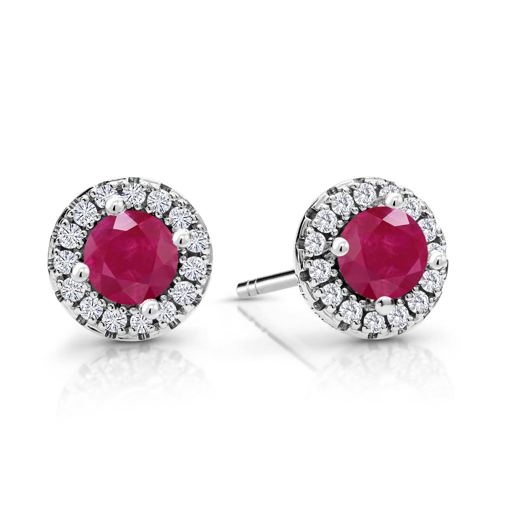 Ruby - July_Earrings in 10K White Gold