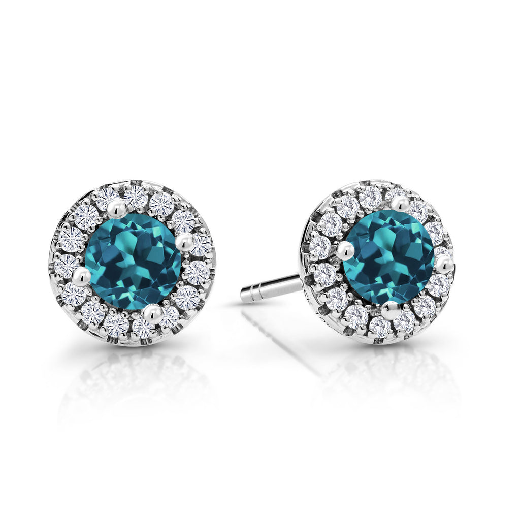 London Blue Topaz - November_Earrings in 10K White Gold