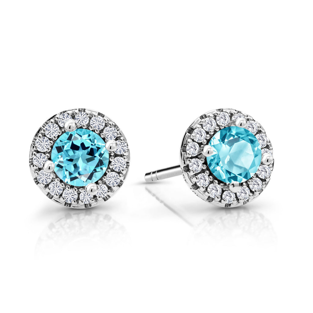 Swiss Blue Topaz - November_Earrings in 10K White Gold