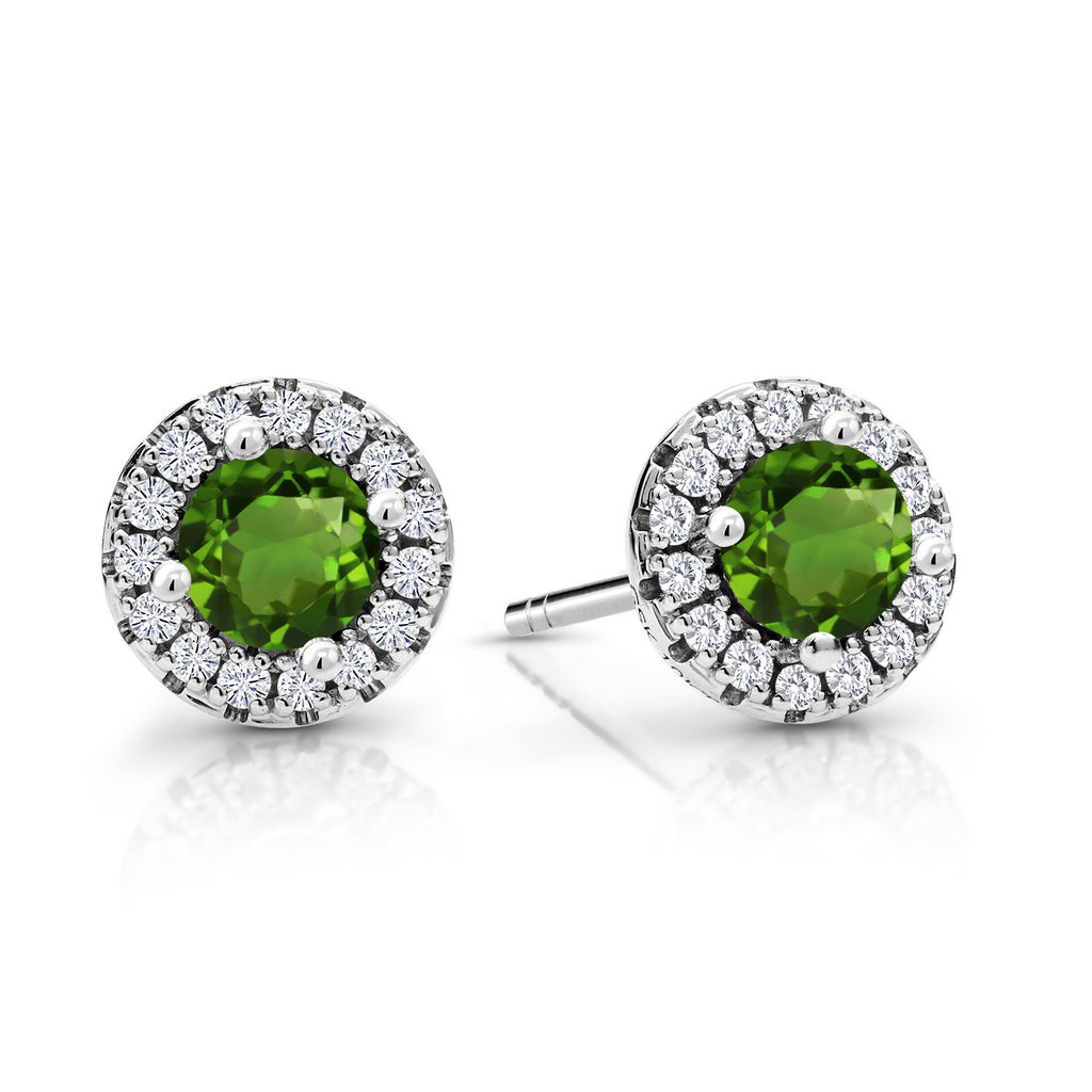 Green Tourmaline - October_Earrings in 10K White Gold