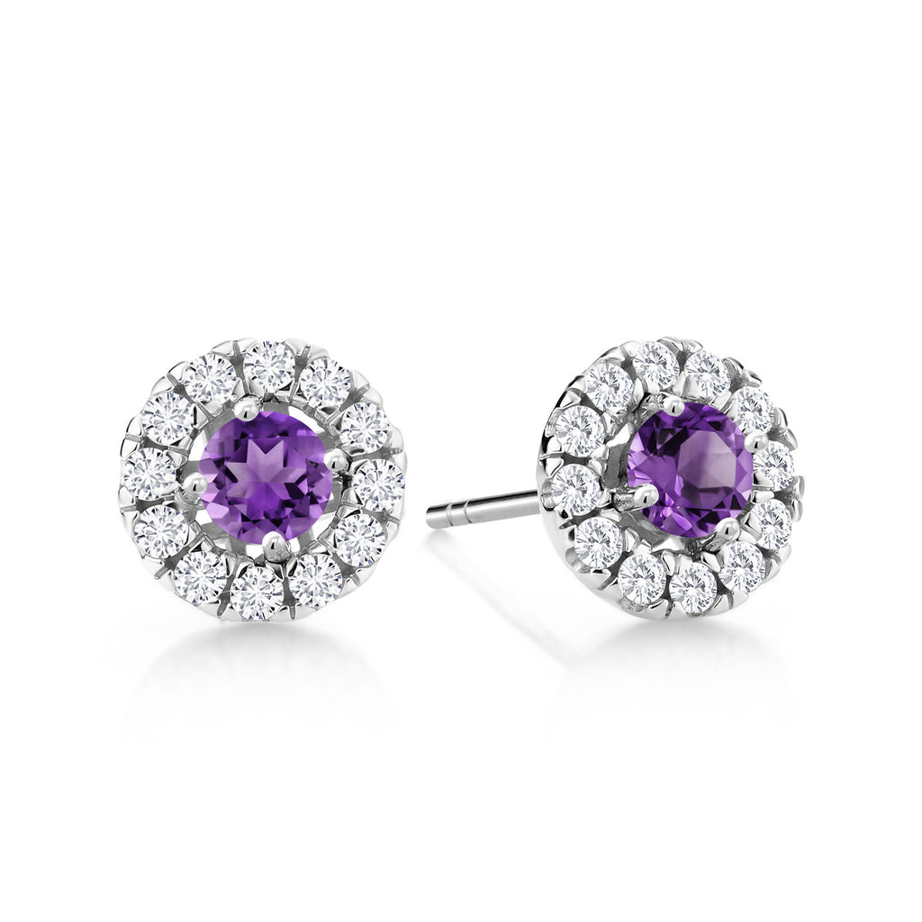Amethyst - February_Earrings in 14K White Gold