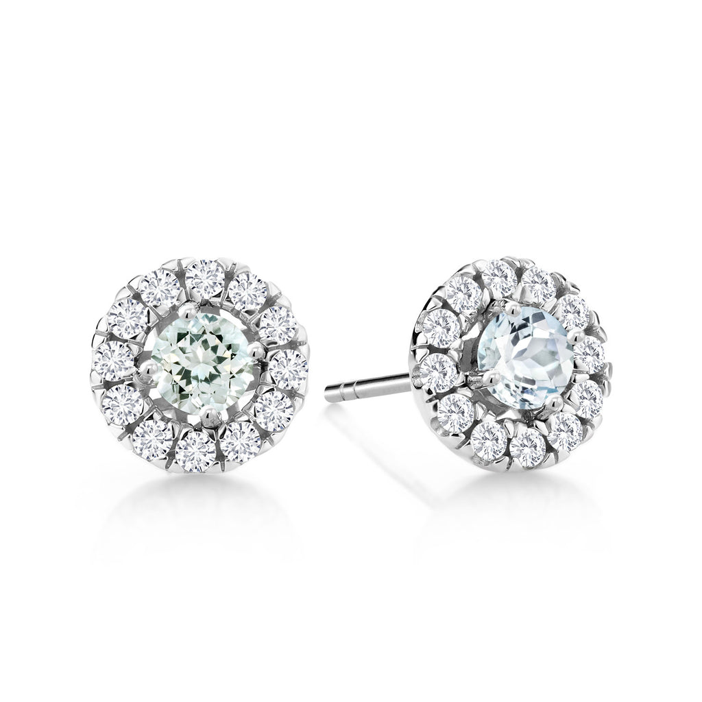 Aquamarine - March_Earrings in 14K White Gold