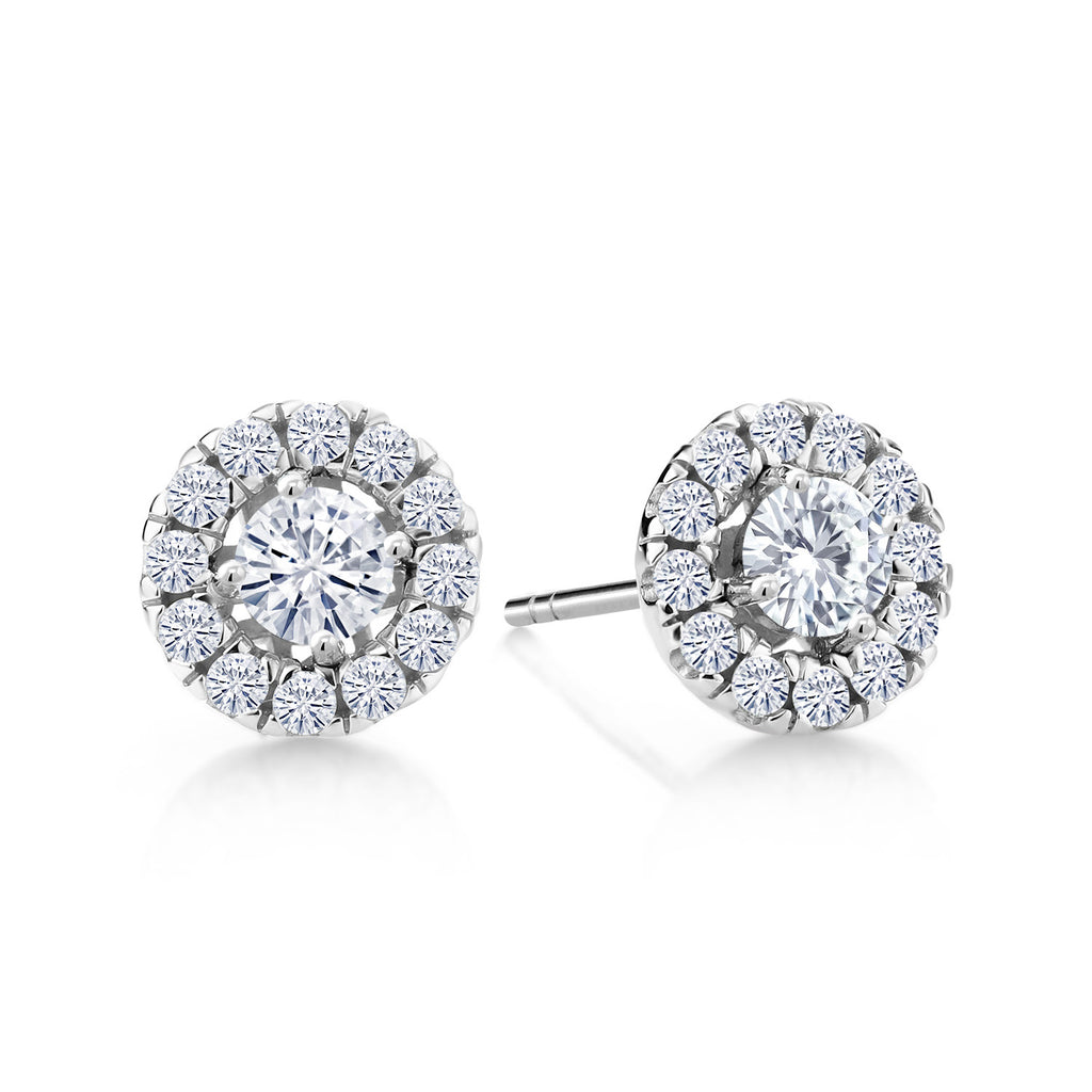 White Moissanite - April_Earrings in 14K White Gold