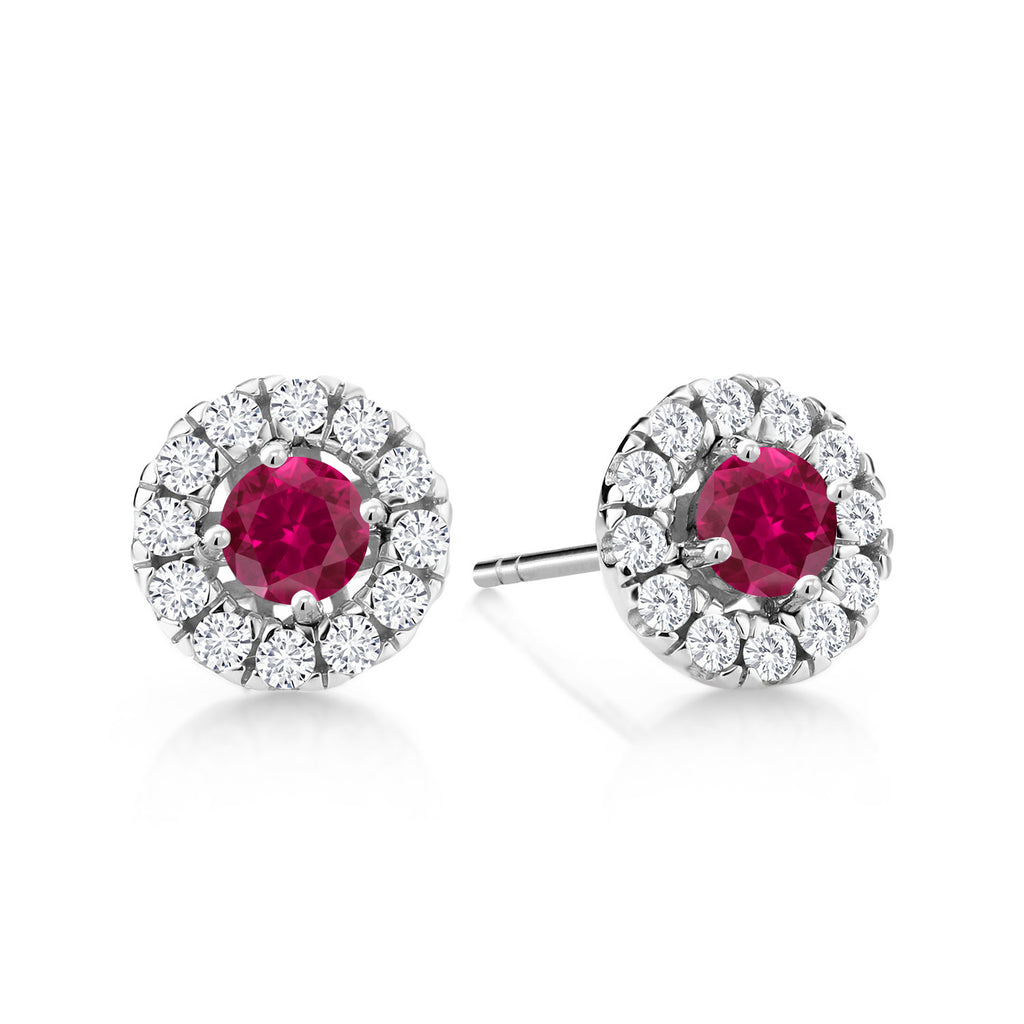 Created Ruby - July_Earrings in 14K White Gold