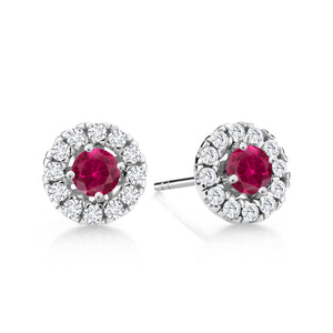 Created Ruby - July_Earrings in 14K White Gold