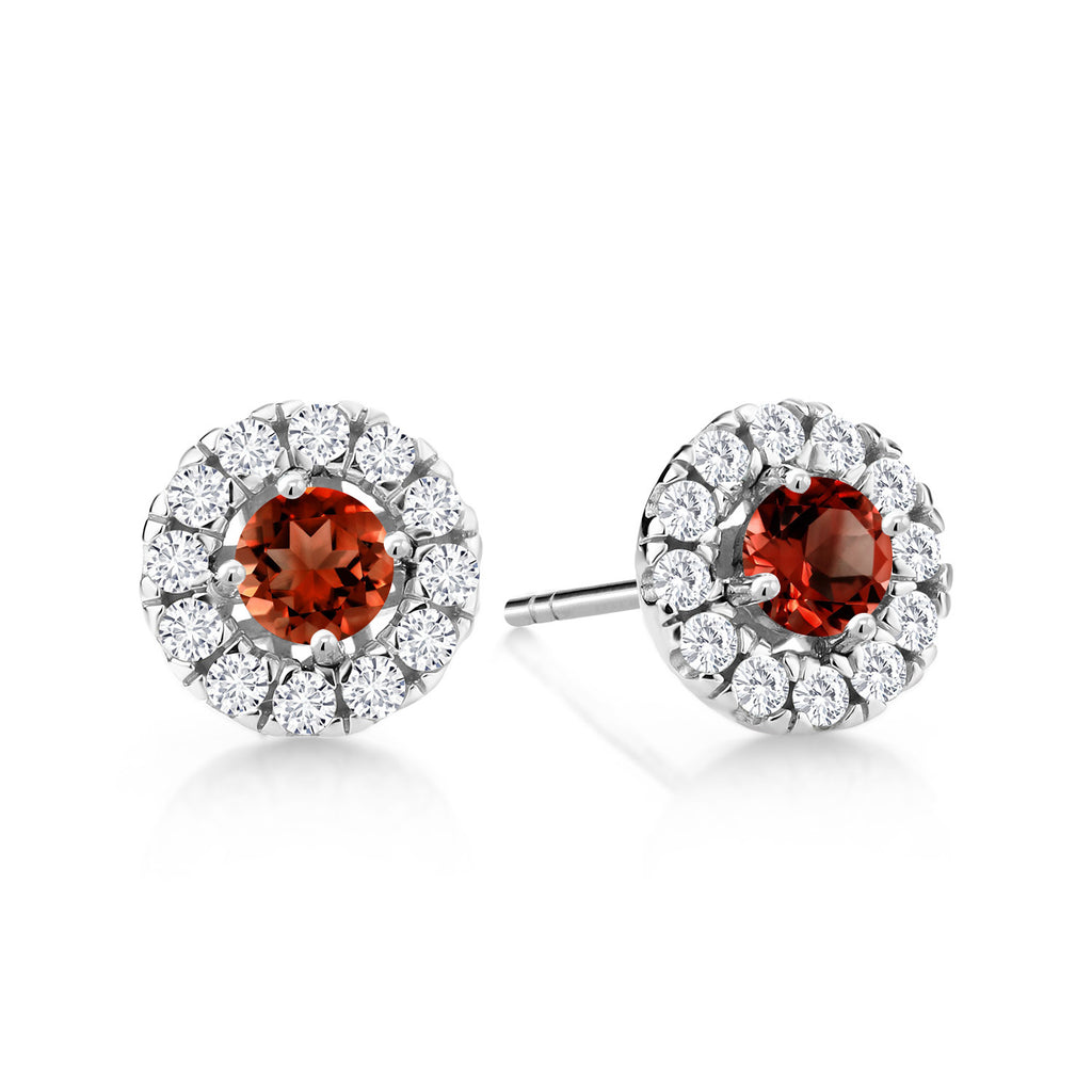 Garnet - January_Earrings in 14K White Gold