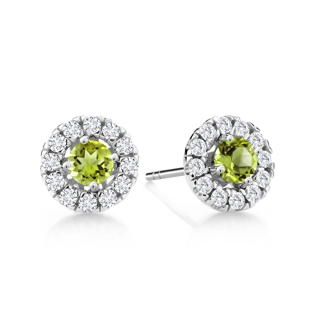 Peridot - August_Earrings in 14K White Gold