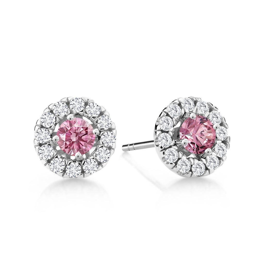 Pink Lab Grown Diamond - April_Earrings in 14K White Gold