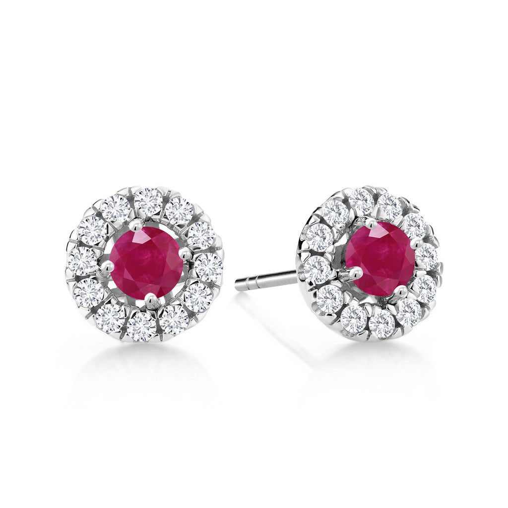 Ruby - July_Earrings in 14K White Gold