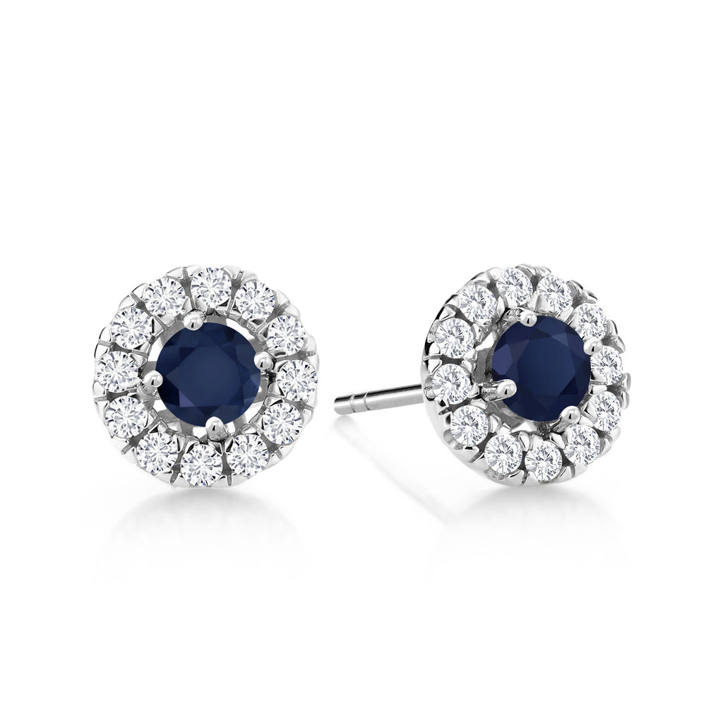 Blue Sapphire - September_Earrings in 14K White Gold
