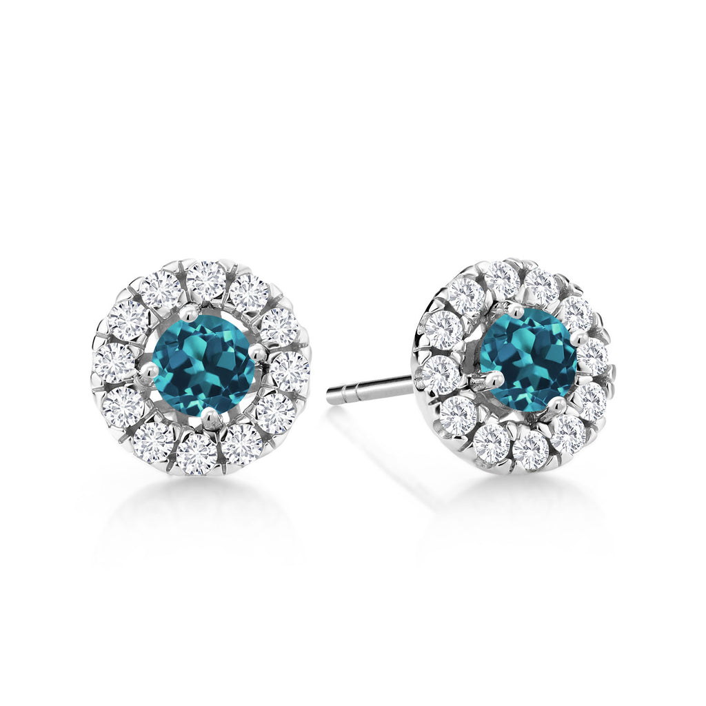 London Blue Topaz - November_Earrings in 14K White Gold
