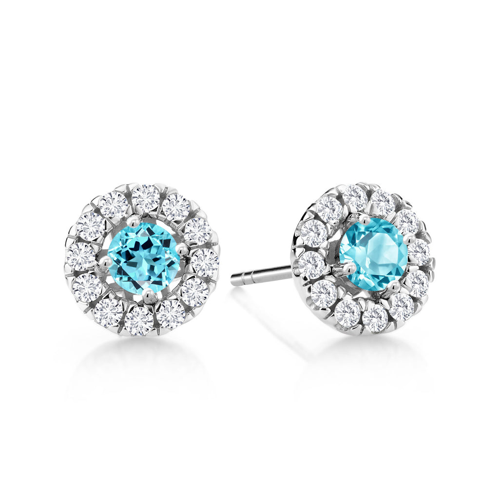 Swiss Blue Topaz - November_Earrings in 14K White Gold