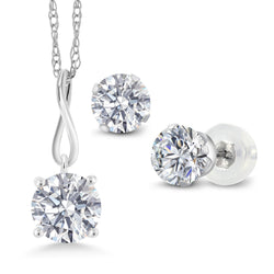 Pendant Earrings Set in 10K White Gold