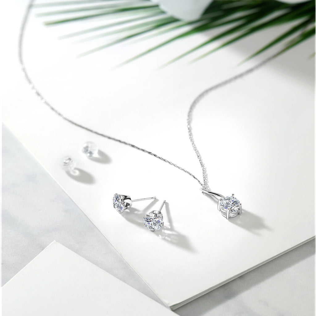 Pendant Earrings Set in 10K White Gold