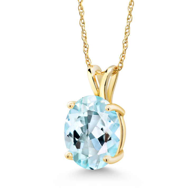 Sky Blue Topaz - November_Pendant in 14K Yellow Gold
