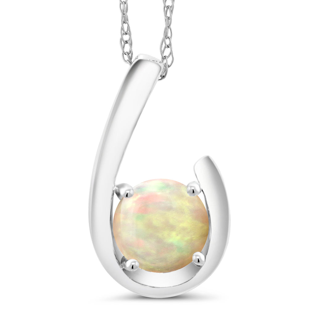 Ethiopian Opal - October_Pendant in 10K White Gold