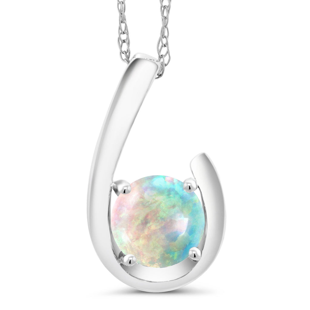 Opal - October_Pendant in 10K White Gold