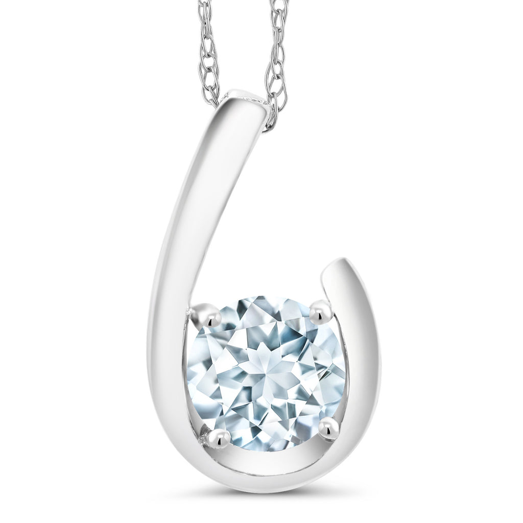 Aquamarine - March_Pendant in 10K White Gold