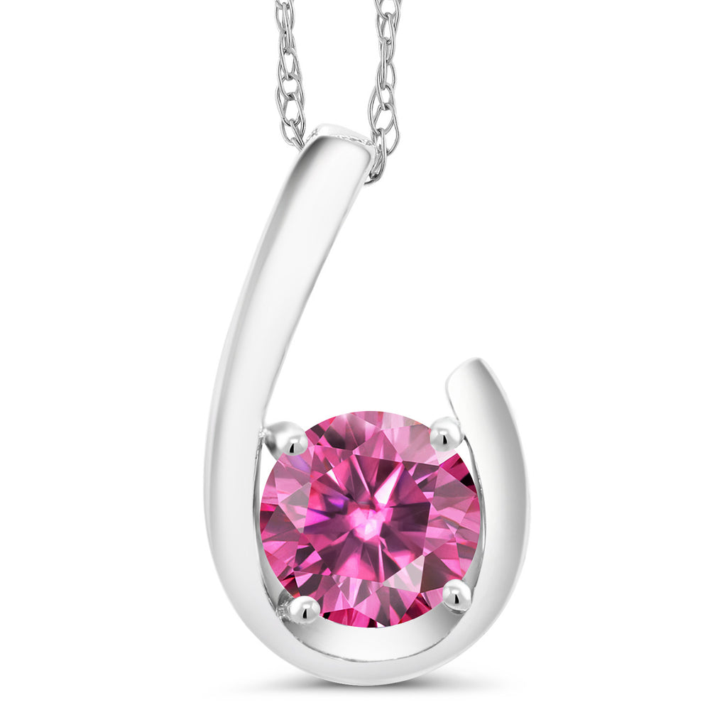 Pink Moissanite - April_Pendant in 10K White Gold