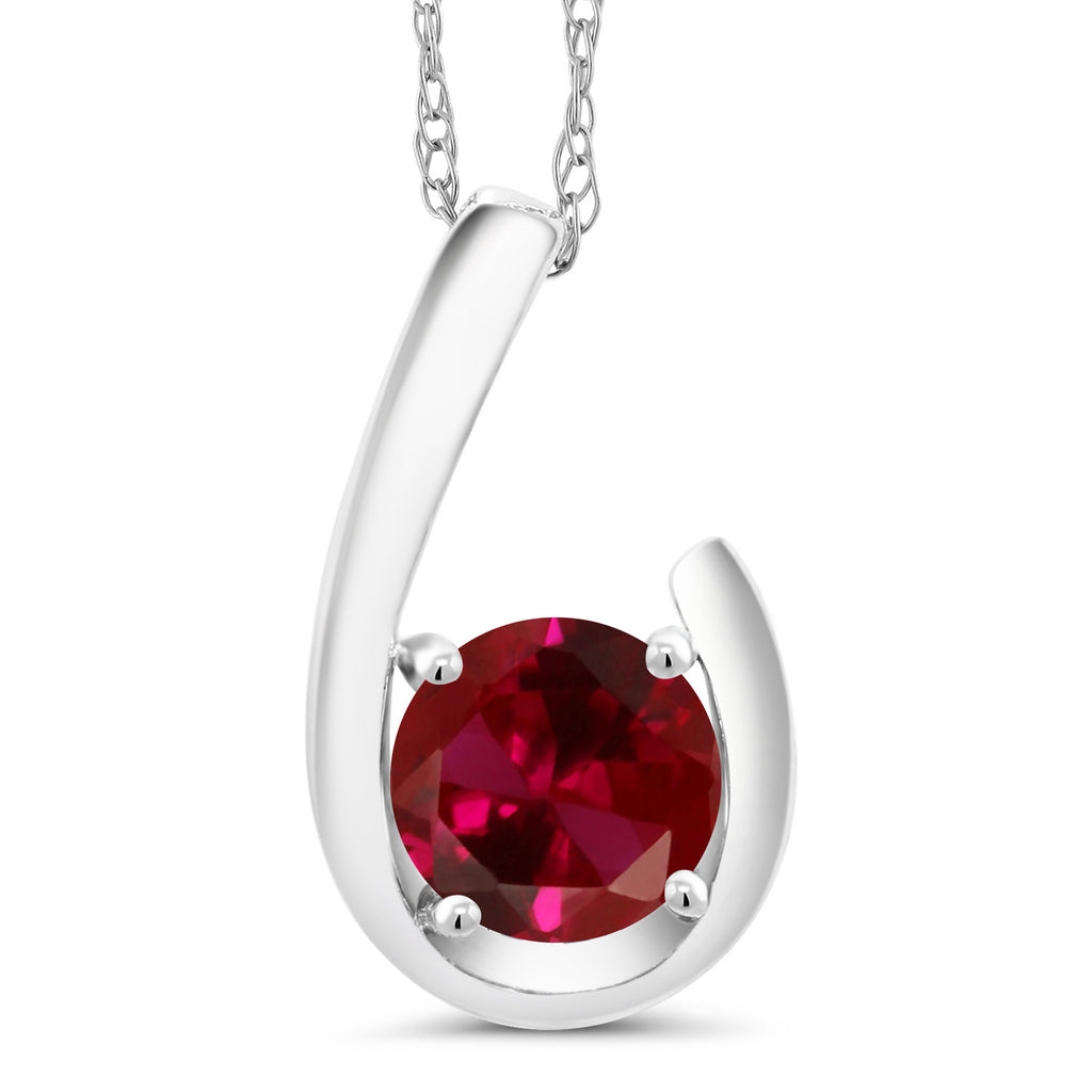 Created Ruby - July_Pendant in 10K White Gold
