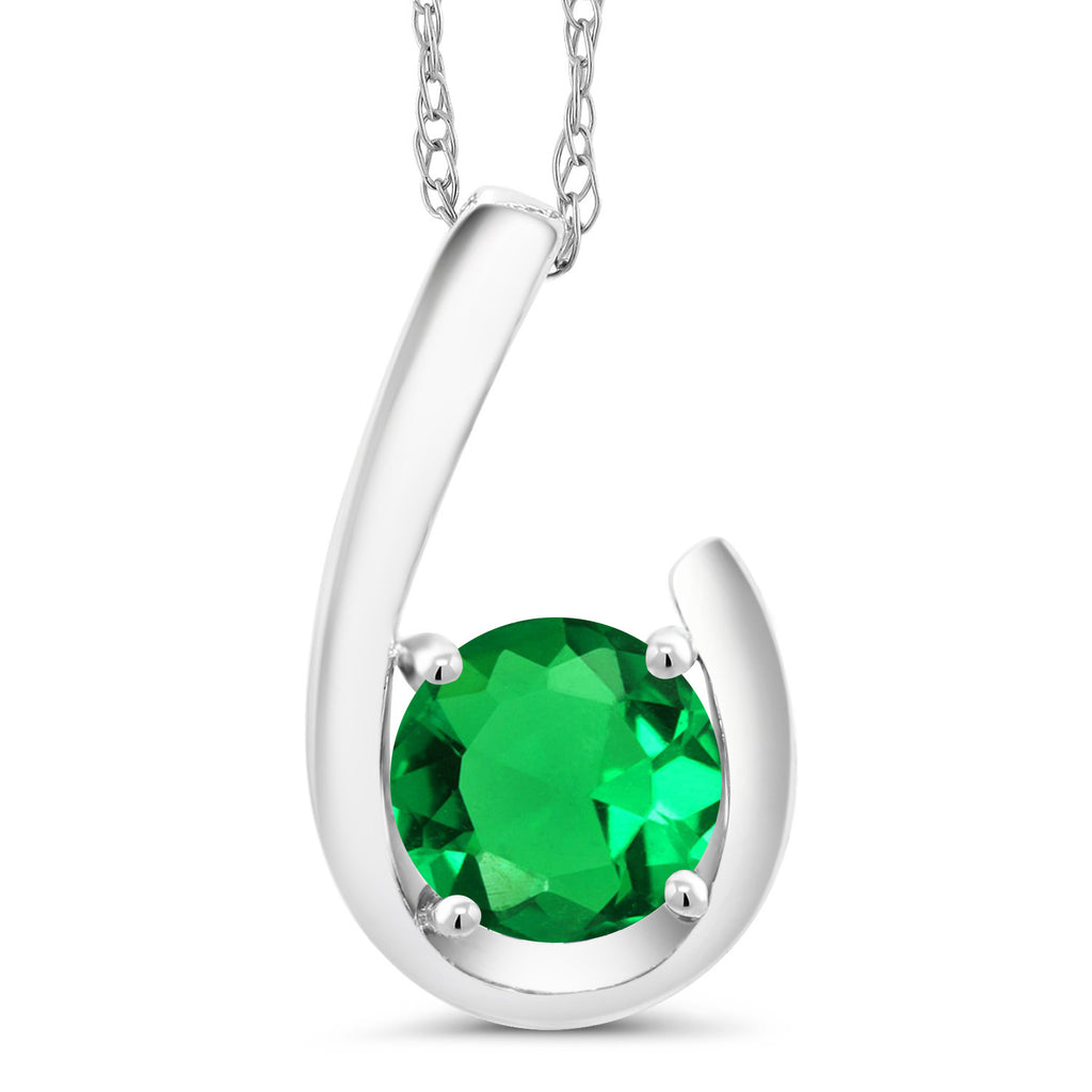 Nano Emerald - May_Pendant in 10K White Gold