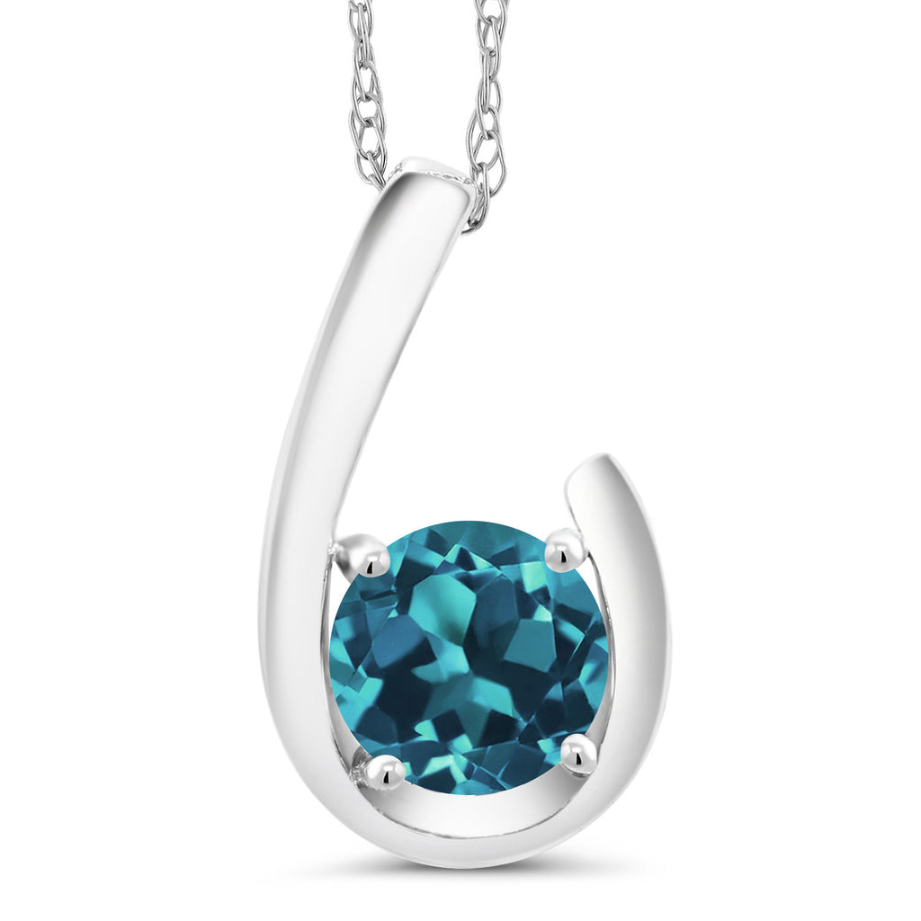 London Blue Topaz - November_Pendant in 10K White Gold