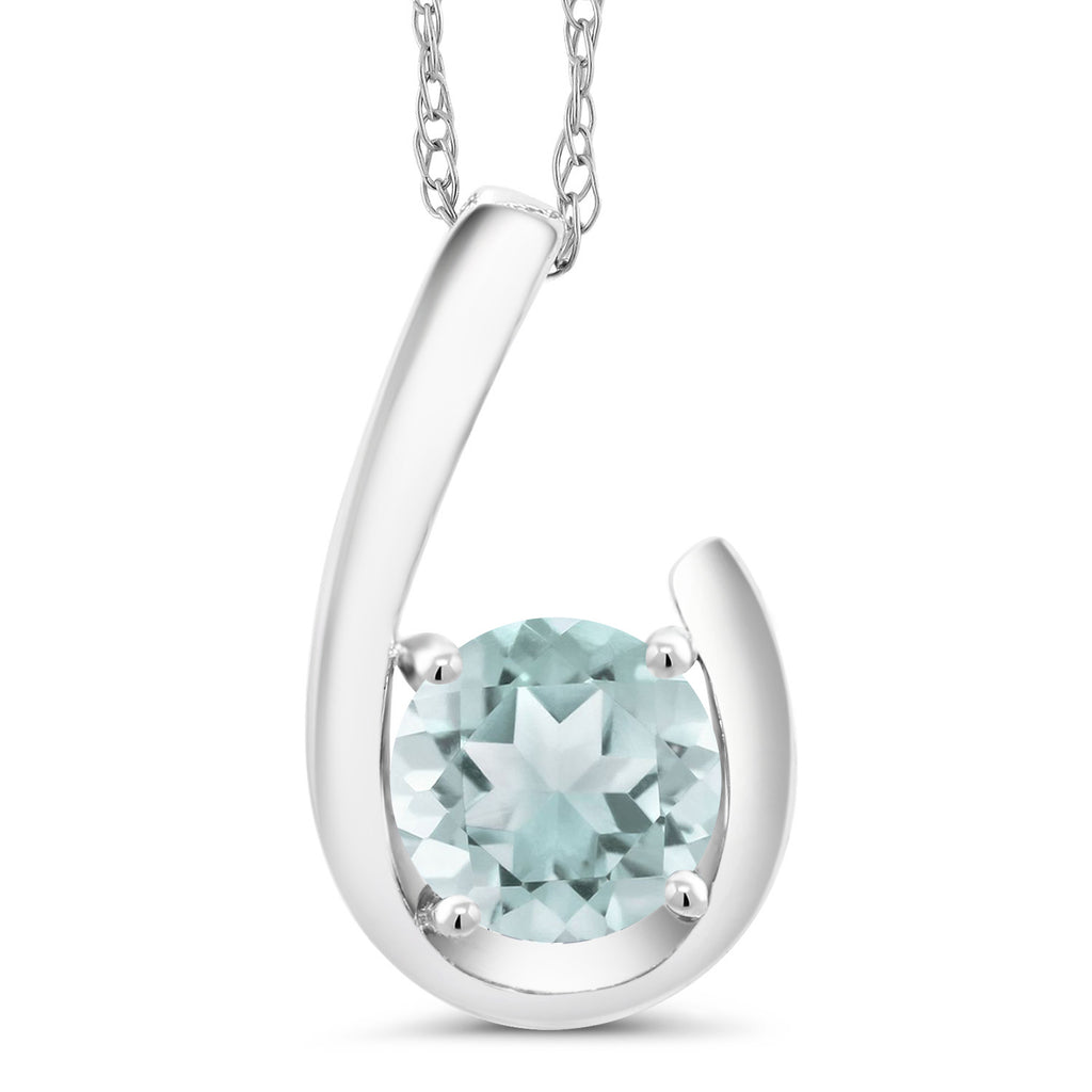 Sky Blue Topaz - November_Pendant in 10K White Gold