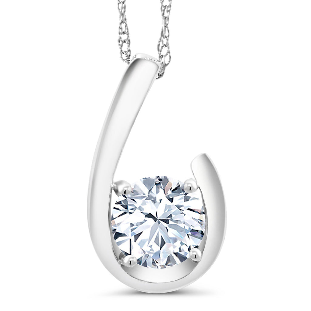 Created Sapphire - September_Pendant in 10K White Gold