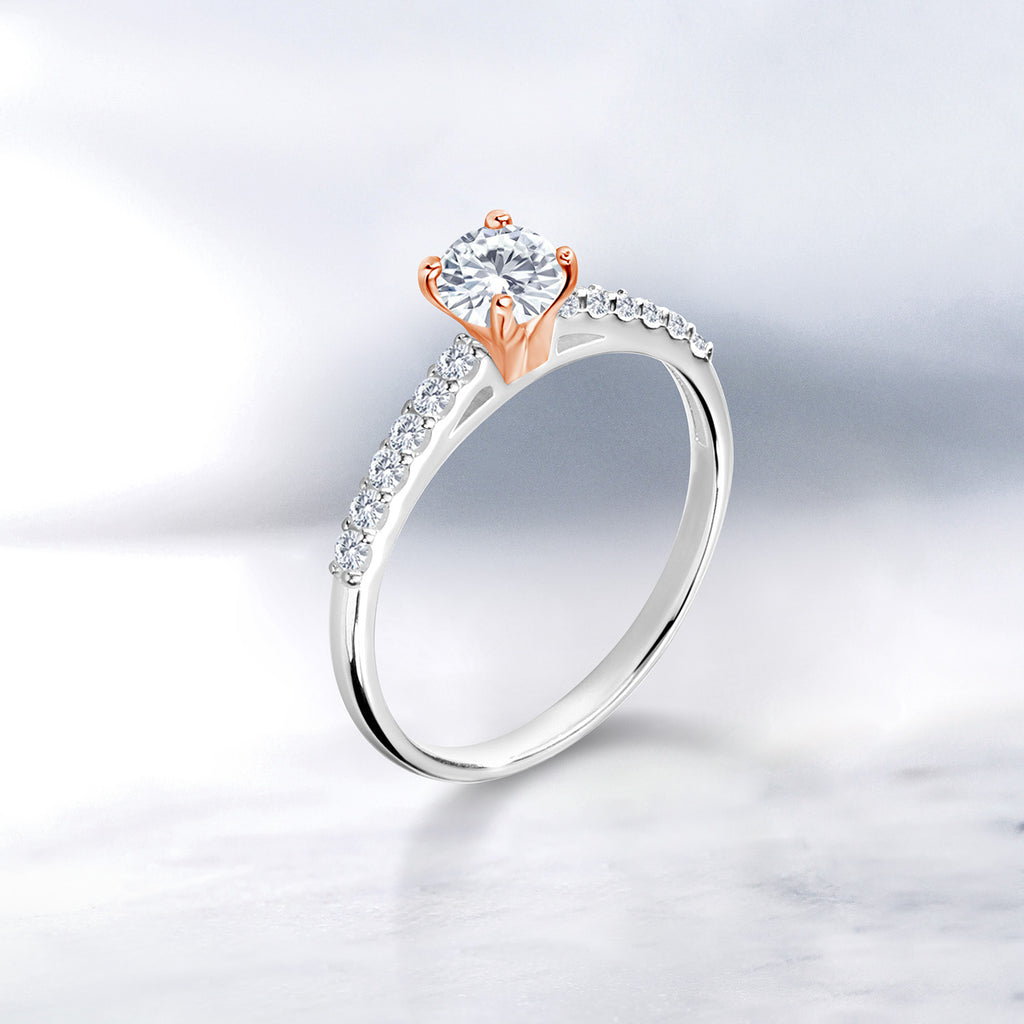 Ring in 925 Sterling Silver and 10K Rose Gold