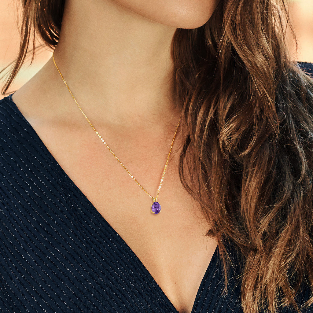 Amethyst - February_Pendant in 14K Yellow Gold