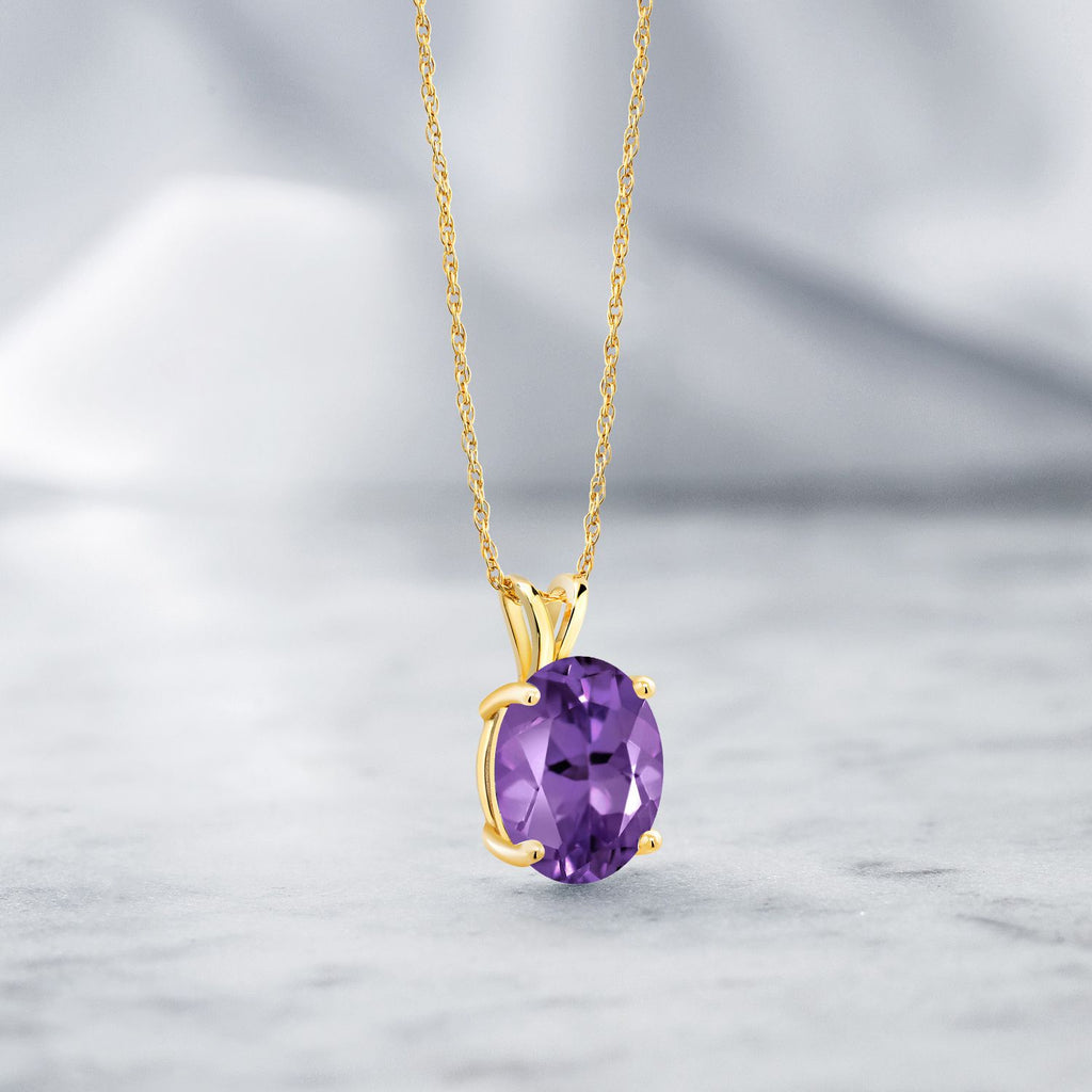 Amethyst - February_Pendant in 14K Yellow Gold