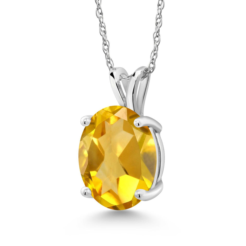 Citrine - November_Pendant in 14K White Gold