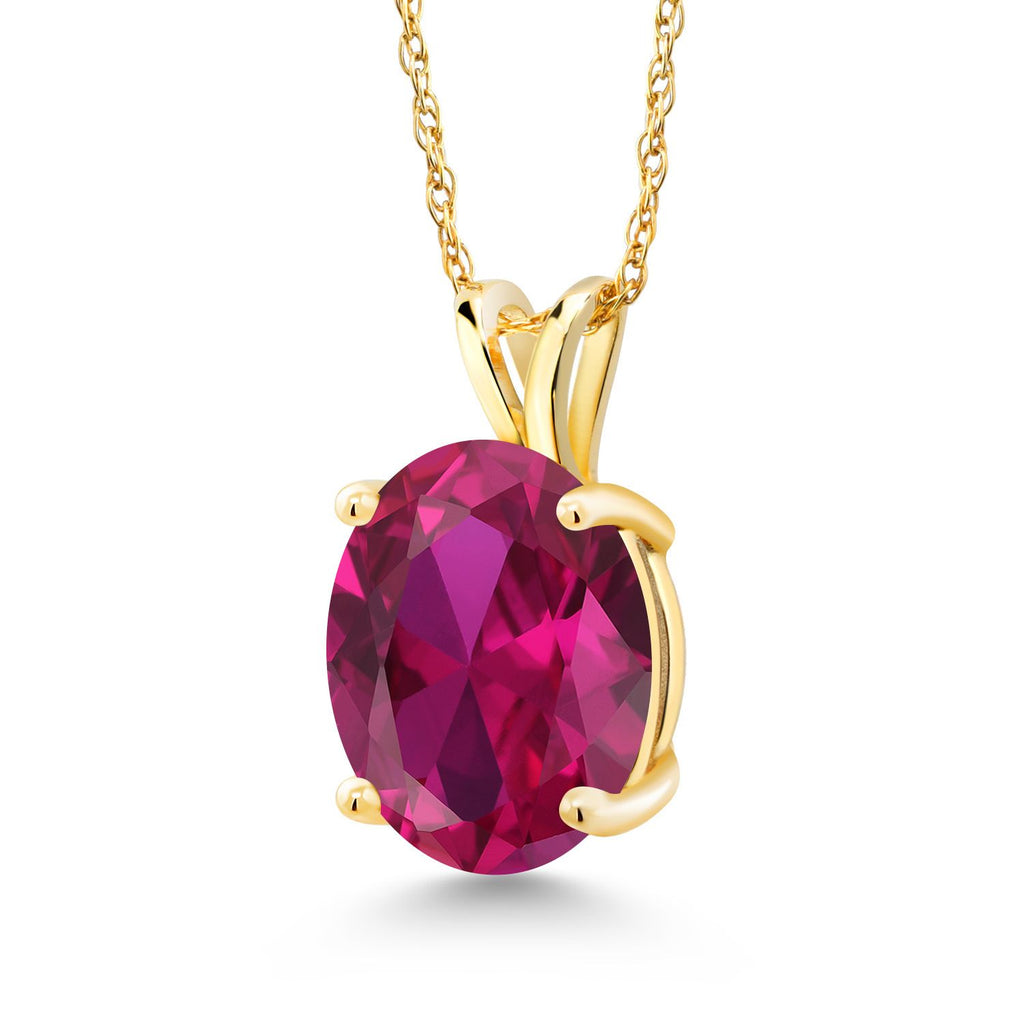 Created Ruby - July_Pendant in 14K Yellow Gold