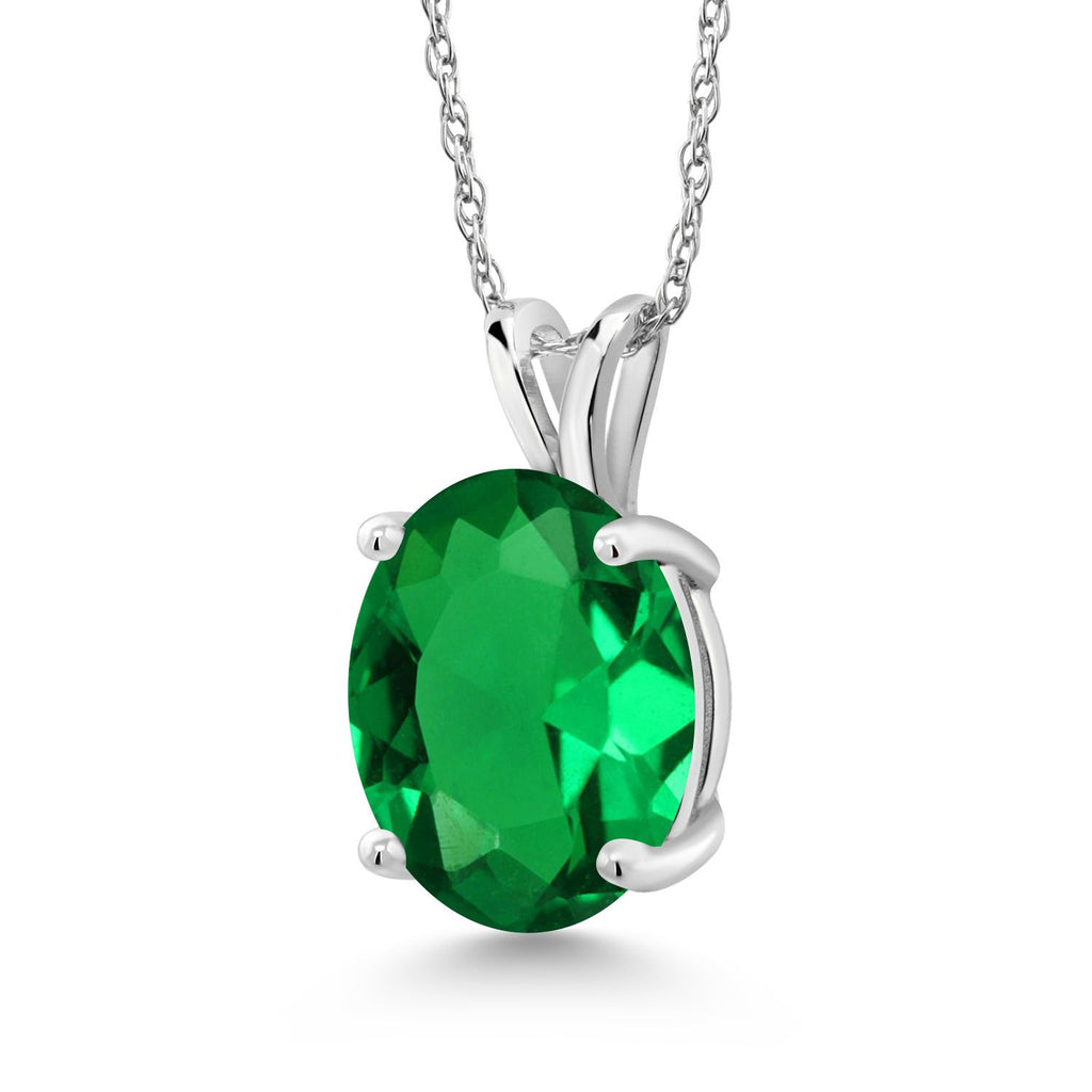 Nano Emerald - May_Pendant in 14K White Gold
