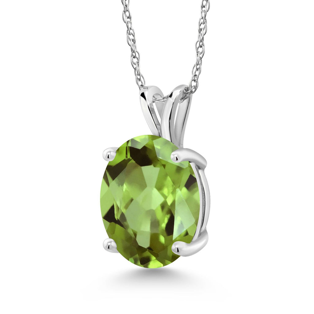 Peridot - August_Pendant in 14K White Gold