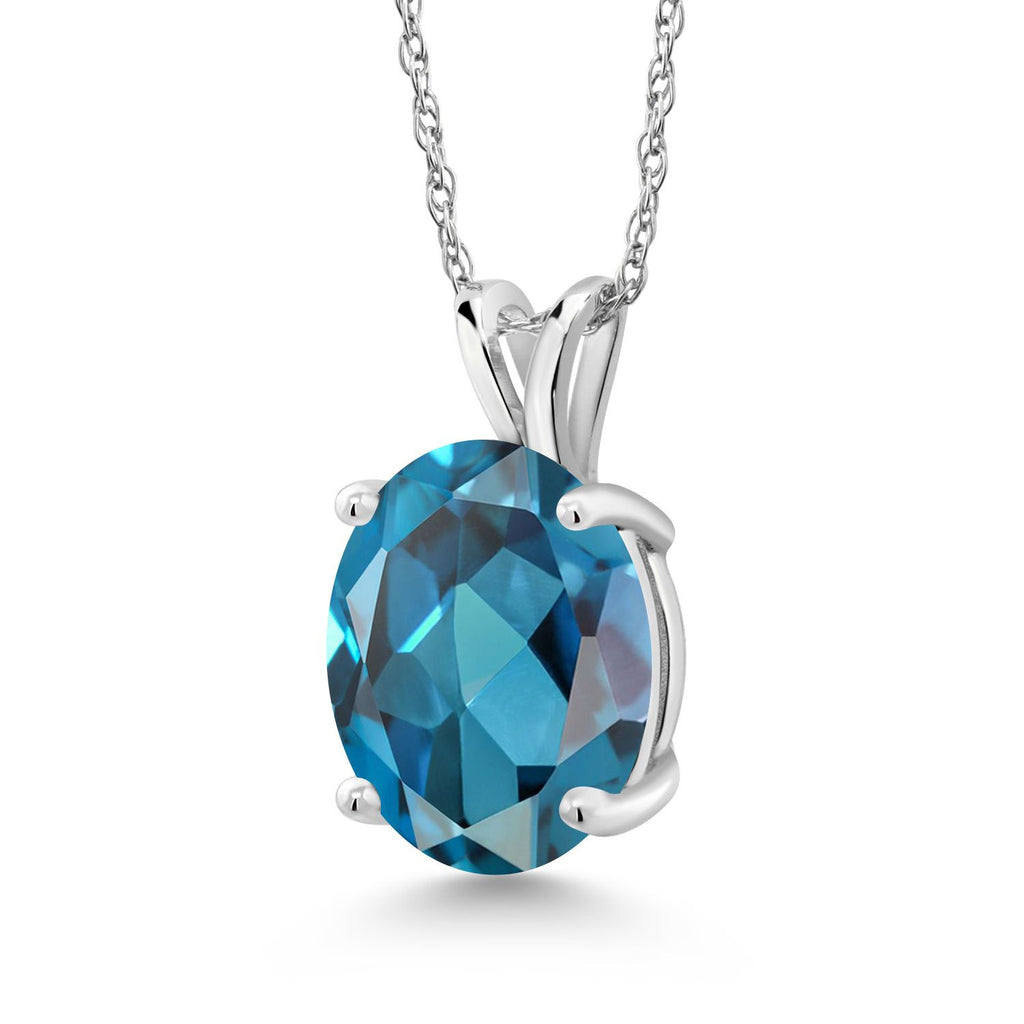 London Blue Topaz - November_Pendant in 14K White Gold