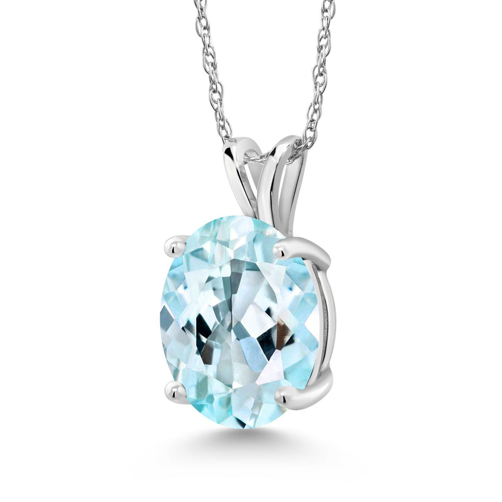 Sky Blue Topaz - November_Pendant in 14K White Gold