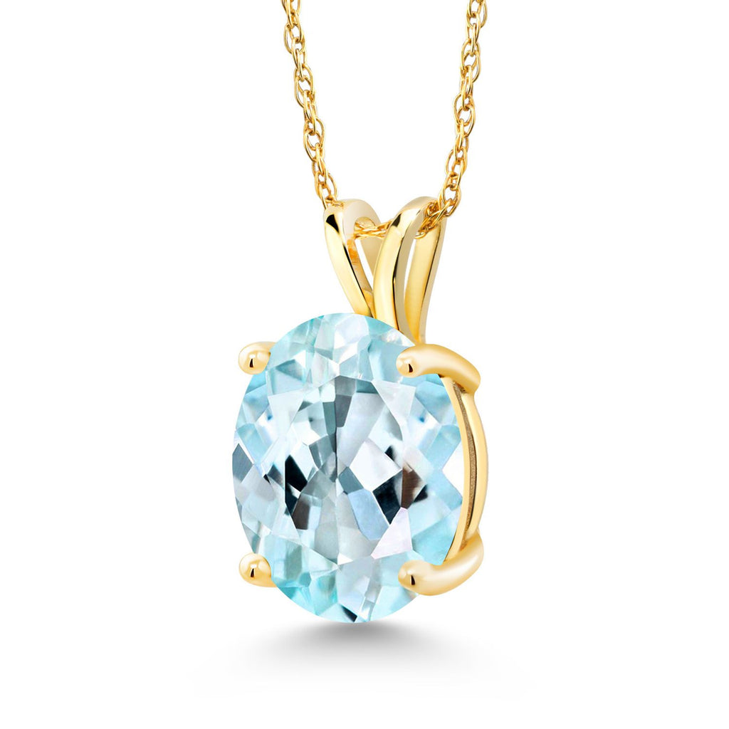 Sky Blue Topaz - November_Pendant in 14K Yellow Gold