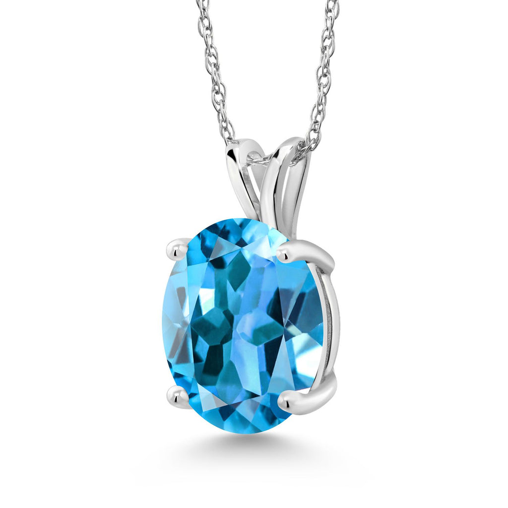Swiss Blue Topaz - November_Pendant in 14K White Gold