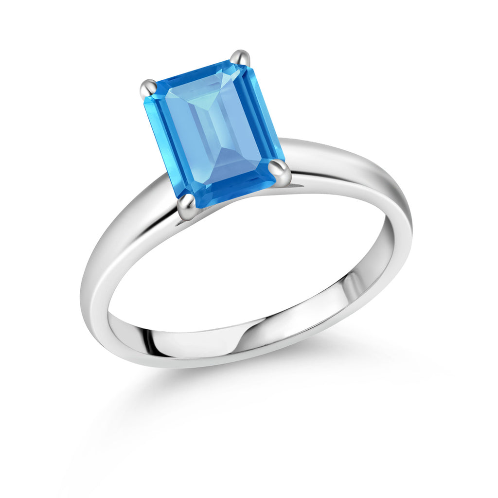 Swiss Blue Topaz - November_9_Ring in 10K White Gold